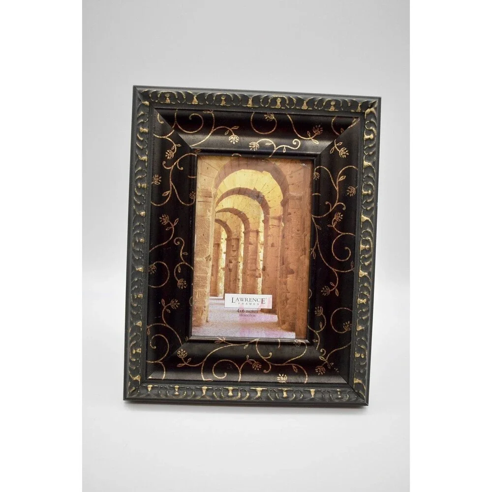 LAWRENCE FRAMES Carved Antique Bronze Photo Picture Frame 4 X 6 Photos used